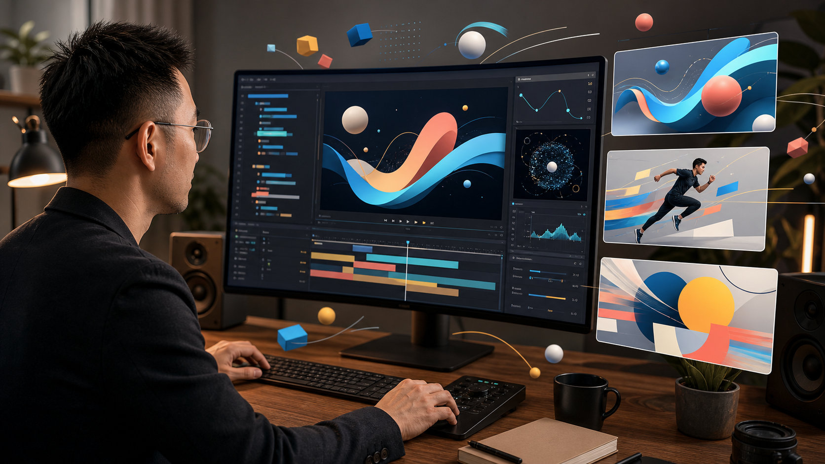 AI-assisted motion graphics workflow for creator video production