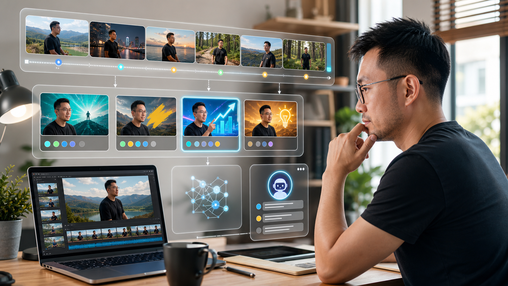 AI workflow for analyzing a video and generating YouTube thumbnail ideas